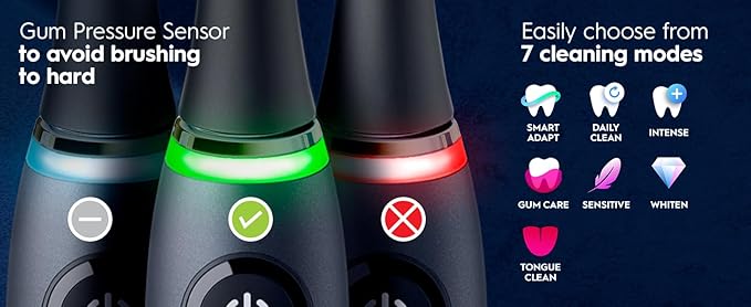 Oral-B Rechargeable Electric Toothbrush, iO9 Genius, 7 Cleaning Modes, Interactive Display, Charging Travel Case, Visible Pressure Sensor, 4 Brush Heads, White Alabaster