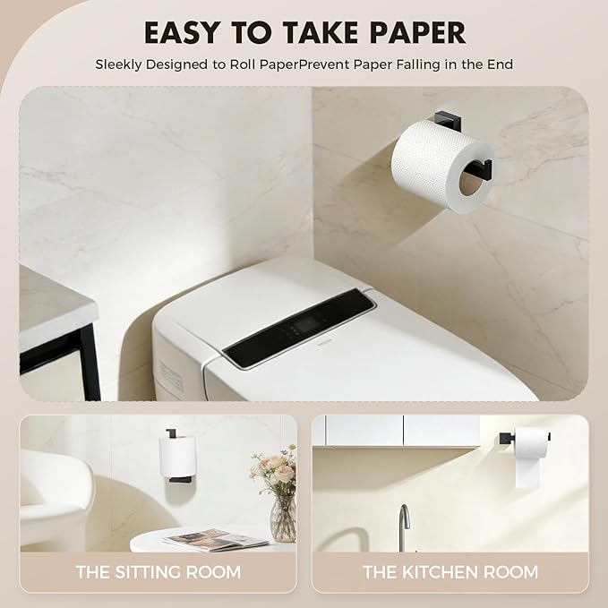 Bathroom Accessories Towel Bar Set: 20 Pieces Matte Black Bathroom Hardware Square SUS304 Stainless Steel - Wall Mounted Towel Rack&Toilet Paper Holder&Towel Ring and Towel Hook