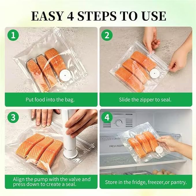 50 Pack Reusable Vacuum Sealer Bags for Food, 5 Assorted Sizes | BPA-Free Food Storage Bag for Sous Vide Cooking or Microwave Heating, Compatible with Handheld Sealer and Vac Sealer Machine