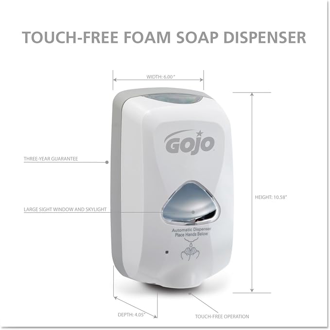 GOJO TFX Touch-Free Soap Dispenser, Dove Grey, for 1200 mL GOJO Soap Refills (Pack of 1) - 2740-12