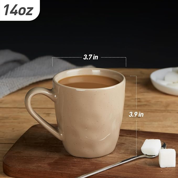 famiware Mars 4 Pieces Coffee Mug, 14oz Tea Mug, Catering Mugs with Handle for Coffee, Tea, Cocoa, Milk, Multi-color