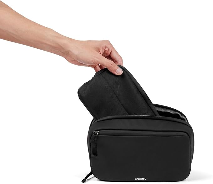Orbitkey 2-in-1 Tech Accessory Pouch with Detachable Slim Sleeve – Travel Electronics Organizer for Cables, Chargers, Earbuds, Power Bank – Compact Gadget Bag & Portable Tech Storage Case (Black)