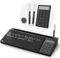 TOWON Desktop Glass Whiteboard with Basic Calculator, 12 Digit LCD Display, Desk Organizers with Accessories for Office, Home, School Supplies, Storage with Dry Erase Board Surface, Black, 17'' x 6''