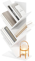 Furinno Tree Book Shelf, 5-Tier Bookshelf with Angled Open Shelf, Tree Bookcase for Room Decor, 8.4 x 15.7 x 30.3, for Organization and Storage, for Living Room, Bedroom, Home Office, White