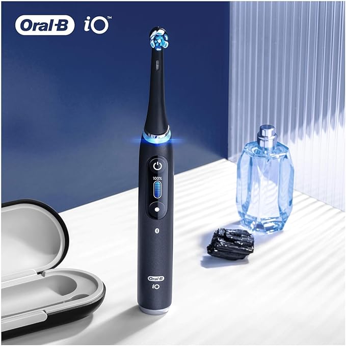 Oral-B iO Ultimate Clean Electric Toothbrush Head, Twisted & Angled Bristles for Deeper Plaque Removal, Black - 8 Pack