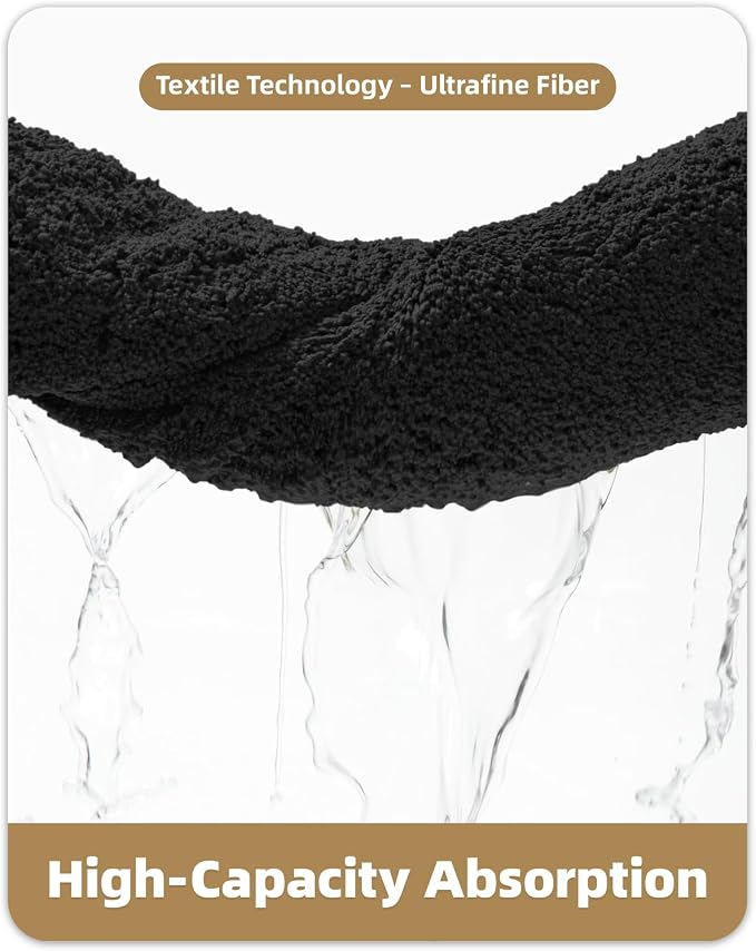 Color&Geometry Bathroom Runner Non Slip, 24"x43" Black Bath Runner Rug, Absorbent, Soft, Washable, Microfiber Bath Mat Bathroom Carpet