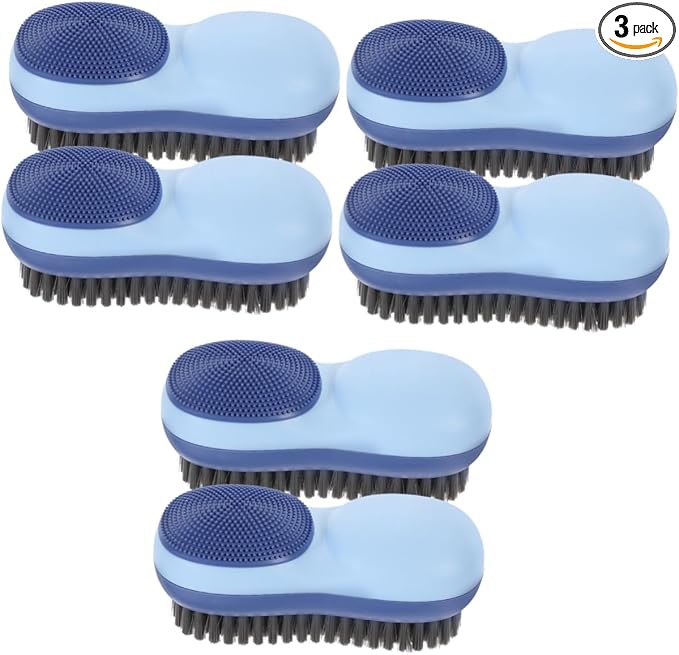 Healeved 6pcs Double-Sided Laundry Scrub Brush for Clothes and Shoes Cleaning Soft Bristle Multi-Functional Tool for Home Office Kitchen and Bathroom Use Iceberg