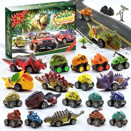 Christmas Advent Calendar 2026 for kids, Dinosaur-Car Toys Gifts