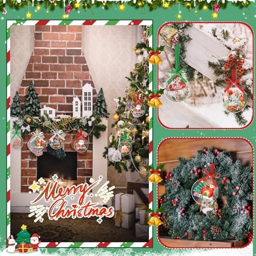 Sumind 30 Pcs 4 Inch Blank Acrylic Christmas Ornaments, Transparent