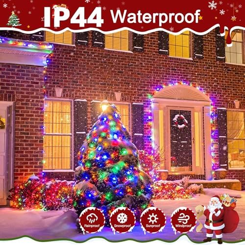 Christmas Lights Outdoor, Christmas Tree Lights Plug in, 8 Modes Twinkle String Light for Bedroom Wedding Party Ceiling Xmas Home Decorations 1200 LED(Multicolor 394 FT)