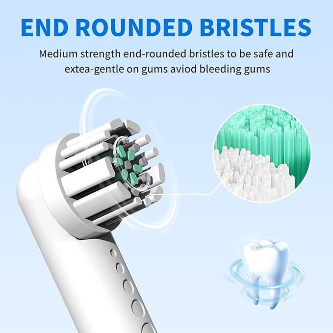 Toothbrush Replacement Heads Compatible with Quip 360 Oscillating Electric Toothbrush, Soft Bristles Brush Heads, White, Pack of 4