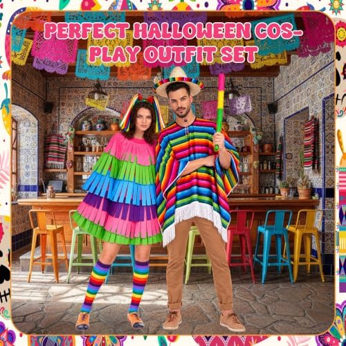 Halloween Mexican Pinata Costume Couple Costume for Adult Pinata Fiesta Dress for Couple Cosplay Cinco De Mayo