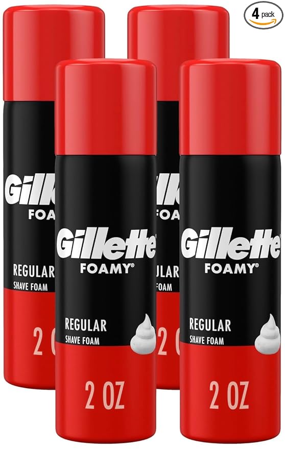 Gillette Foamy Regular Shaving Foam, 2 oz (Pack of 4) White
