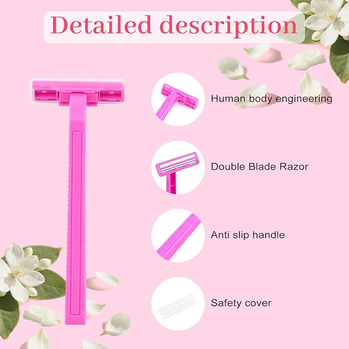 Womens Shaving Cream Bulk Travel and Women's Disposable Razors Individually Wrapped,0.53oz Shave Gel for Women, Care Dry Skin Womens Shave Gel Disposable Razors Women for Travel Guests Homeless（30Set）