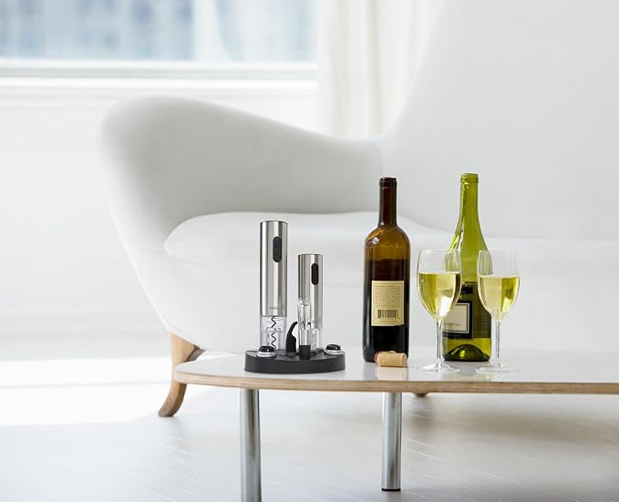 Ivation Electric Wine Gift Set – Includes Bottle Opener, Aerator, Vacuum Preserver, Stoppers, Foil Cutter & Charging Base