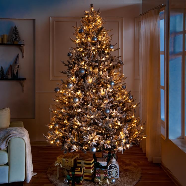 Naomi Home 7.5ft Frosted Christmas Tree with Lights