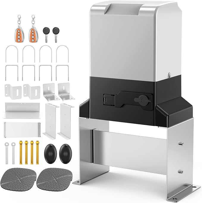 4000lb Heavy Duty Sliding Gate Opener Kit, 750W Automatic Chain Drive Gate Operator with 2 Remotes & 20ft Chain, 110V Motor with IR Sensor, WiFi Bluetooth Control for 40ft Driveway Gates