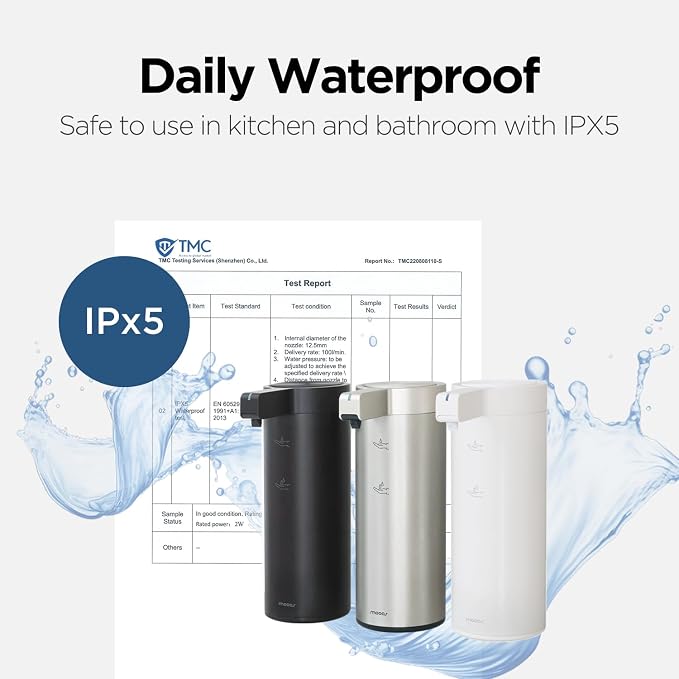 Automatic Liquid Soap Dispenser Stainless Steel Touchless Hand Soap Dispenser with Waterproof IPX5 Motion Sensor Dish Soap Dispenser for Kitchen Bathroom (Rechargeable (Black))