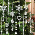 21Pcs Christmas Decorations for Xmas Tree Decor Clear Crystal Ornaments