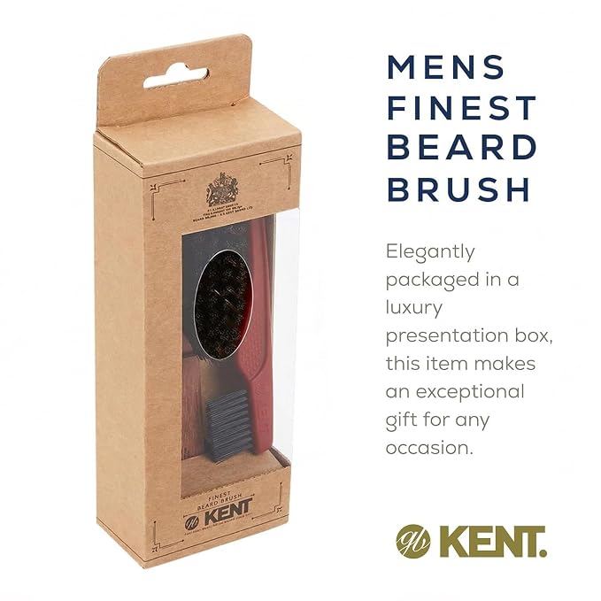 Kent BRD7 Horsehair and Nylon Blend Soft Beard Brush for Men for Flawless Shaping and Grooming, Ergonomic Grip Beechwood Handle, for Mustache and Beards, Distributes Oils and Balms. Made in England