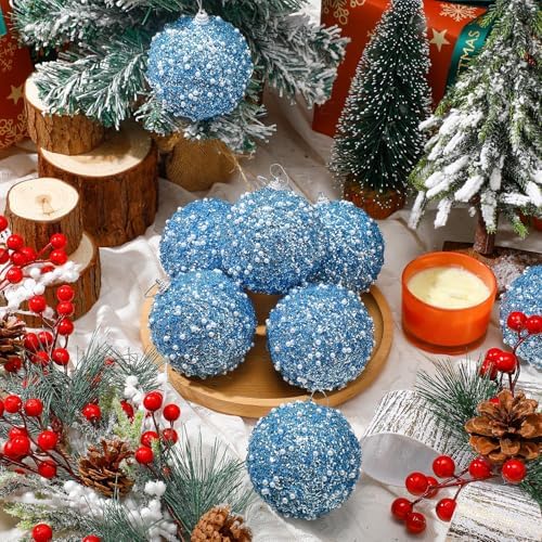 Lyrow 24 Pcs 3.15" Christmas Ball,Light Blue