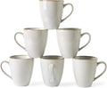MONITO 17oz Ceramic Coffee Mugs Set of 6, Vintage White Mugs with Handle | Mugs with Gold Rim for Latte,Tea&Cocoa,Dishwasher&Microwave Safe,Reactive Glaze Cups,Ideal Gift for Office and Home Use