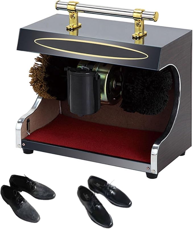 Shoe Polisher Machine, Automatic Shoe Shine Machine Induction Soft | Durable composite board and steel build for commercial use. Features soft polish and hard dust brushes for gentle, effec