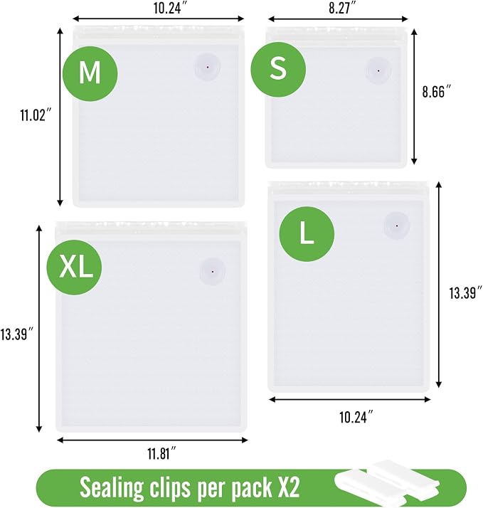 Reusable Vacuum Seal Bags, BPA-Free Food-Grade, Leakproof & Odor-Resistant, Freezer & Microwave Safe, Clear Storage Bags for Meat, Seafood, Snacks & Dry Goods, 30 Pack (10.24" x 13.39")