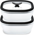 Anyday 2 Pack 2.5 Cup Microwavable Glass Lunch Containers (Black Sesame) | Glass Lids, Microwave Safe Lunch Bowls, Work, Food Storage, Bento Box Meal Prep Container