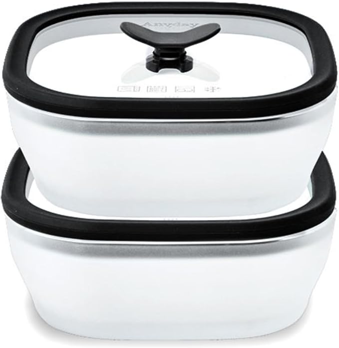 Anyday 2 Pack 2.5 Cup Microwavable Glass Lunch Containers (Black Sesame) | Glass Lids, Microwave Safe Lunch Bowls, Work, Food Storage, Bento Box Meal Prep Container