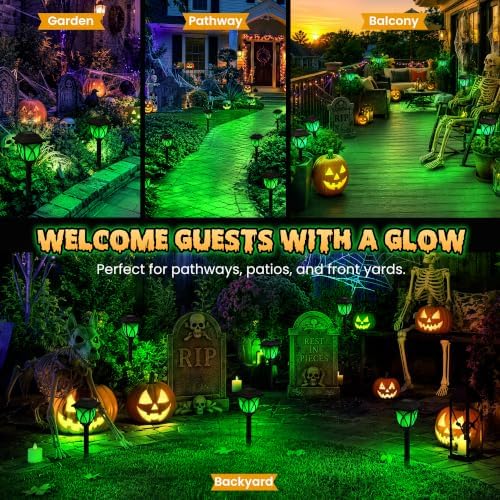 GIGALUMI Solar Halloween Lights Outdoor, LED Solar Pathway Lights 8 Pack