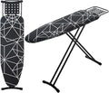 RAINHOL Ironing Board 43x13, Compact Iron Board Full Size with Heavy Duty Iron Rest, Thick Padded Cover, Adjustable Height, Sturdy Lightweight Steel Legs, Black