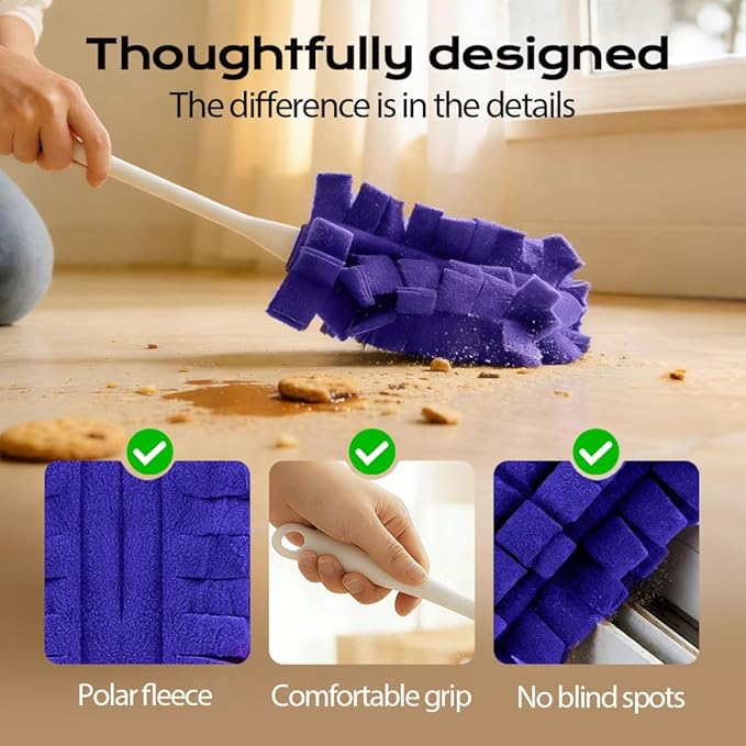 Duster Refills Reusable,2026 New 360° Fleece Duster Refills Set,Reusable Duster Pads Washable for Ceiling Fan Window Kitchen Floor Car (2, Blue)