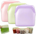 New Generation Silicone Storage, Reusable Silicone Food Storage Bags, Leak-Proof Upright Freezer Bags, Odor-Proof, High-Temperature Resistant, Microwave Dishwasher Safe for Snacks Leftovers (3-MixH)