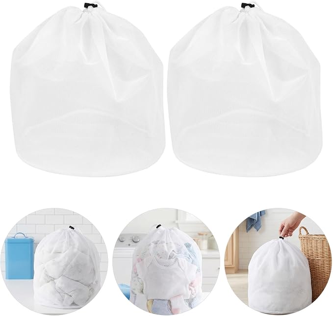 Toddmomy 10pcs Reusable Mesh Laundry Bags with Drawstring Closure 27.6x20in Polyester Clothes Washing Machine Net Organizer for Delicate Socks and Everyday Clothing Multi-purpose Laundry