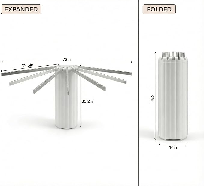 Wall-Mounted Drying Rack Clothing Foldable, Space-Saving Laundry Drying Rack with 7 Rods Perfect for Versatile Indoor and Outdoor Use in Apartment, Bathroom, RV, Balcony and Bedroom