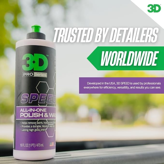 3D Speed All-In-One Polish & Wax – Scratch & Swirl Remover, Clear Coat Safe Paint Sealant – High Gloss Finish, Easy Application – 16oz – Made in USA (Pack of 2)