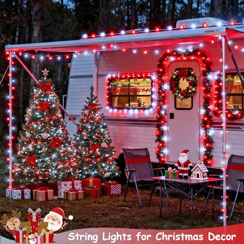JMEXSUSS 600 LED Red and White Christmas Tree Lights with Remote