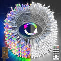 KNONEW 197FT 500 LED Christmas String Lights Outdoor Color Changing 11 Modes Timer Fairy Light Plug in Waterproof Lights for Xmas Tree Yard Wedding Decorations (Cool White to Multicolor)