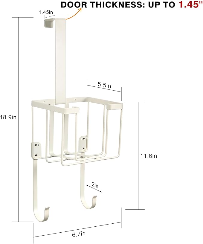 ORLESS Over The Door/Wall Mount Ironing Board Hanger, Laundry Room Iron and Ironing Caddy Board Storage Holder White