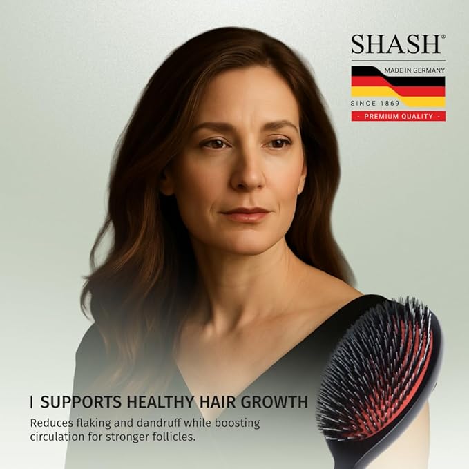 Since 1869 Hand Made In Germany - Nylon and 100% First Cut Boar Bristle Brush Suitable For Normal to Thick Hair - Gently Detangles, No Pulling or Split Ends - Softens Improves Texture, (Large)