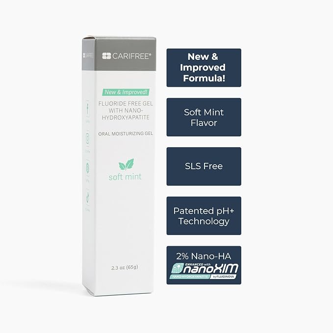 CariFree Nano Hydroxyapatite Toothpaste, Fluoride-Free, Mint, Pack of 4 | Fluoride-free nano-HAp gel; neutralizes pH; freshens breath & moistens mouth; toothpaste replacement, dentist rec.