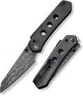 CIVIVI Vision FG Pocket Knife,3.54" Damascus Reverse Tanto Blade C22036-DS2 | Superlock Folding Knife with Micarta Handle, Reversible Ambidextrous Clip for EDC Camping Hiking