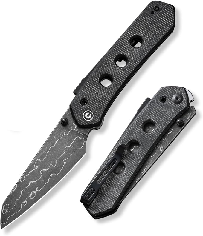 CIVIVI Vision FG Pocket Knife,3.54" Damascus Reverse Tanto Blade C22036-DS2 | Superlock Folding Knife with Micarta Handle, Reversible Ambidextrous Clip for EDC Camping Hiking