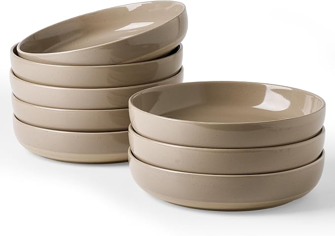 famiware Milkyway 33 oz Bowl Set, Pasta Bowls Set of 8, Salad Bowls Perfect for Your Friend for Housewarming, Thanksgiving, Christmas, Cinnamon Brown