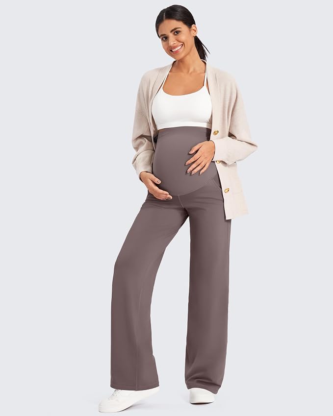 G4Free Fleece Lined Maternity Yoga Pants Winter Pregnancy Work Trousers