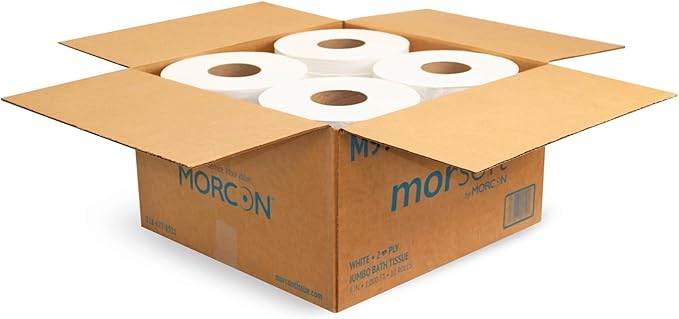 Morcon M99 Bath Jumbo Tissue, Septic Safe, 2-Ply, 3.3in x 1,000ft., 12 Count
