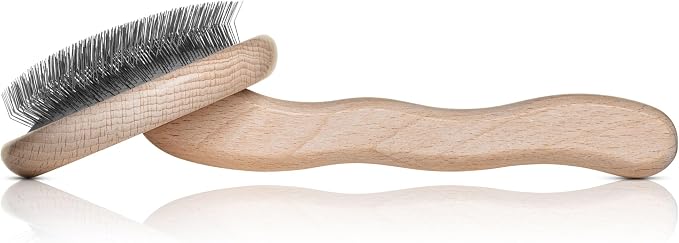 Chris Christensen Mark VIII Round Head Slicker Brush for Dogs, 12mm Pins, Groom Like a Pro, Handcrafted Lightweight Beechwood Ergonomic Handle, Stainless Steel Pins, A5VIII. Made in Germany.