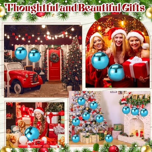 Zubebe 6 Pcs 8 Inch Large Outdoor Christmas Ball Ornaments,Ice Blue