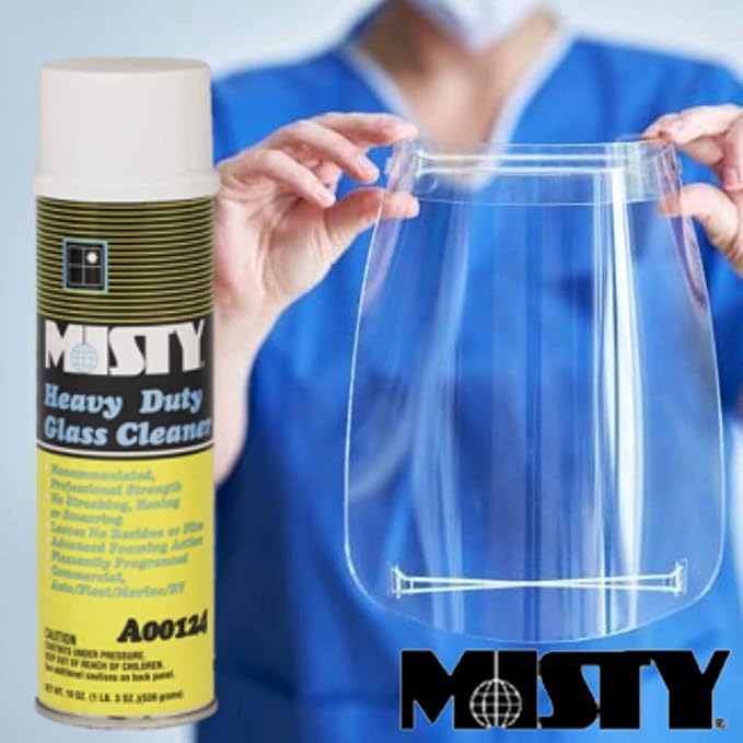 MISTY Heavy Duty Glass Cleaner - 19 oz (Case of 12) 1001482 - Professional-Strength, Foaming, Ammonia Free, Leaves No Residue or Film on Windows, Windshields, Mirrors